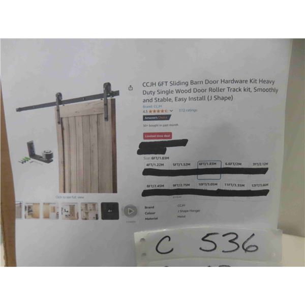 CCJH 6FT Sliding Barn Door Hardware Kit Heavy Duty Single 