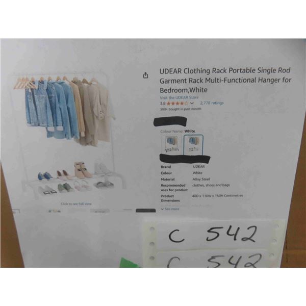 UDEAR Clothing Rack Portable Single Rod Garment Rack Multi-