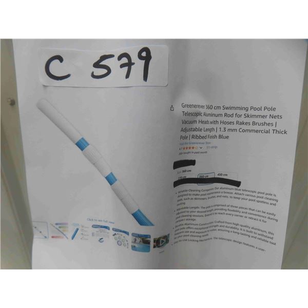 Greenerever 360 cm Swimming Pool Pole Telescopic Aluminum Rod