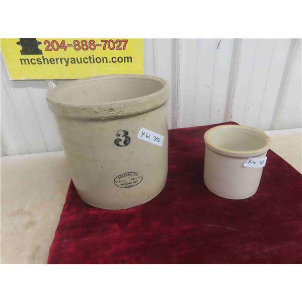 2 Stoneware Crocks (1) Medalta 3 Gallon, (1) 1/2 Gallon