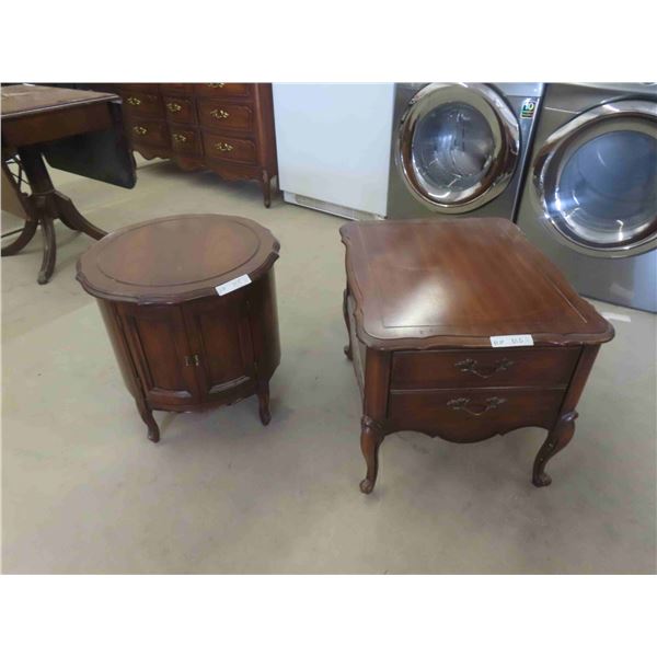2 End Tables 21'' x 27'' x 22'' & 22'' x 22'' Diam
