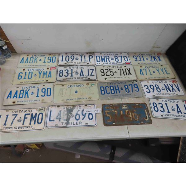 16 Ontario License Plates 