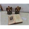 Image 1 : Golden Coloured Eagle Book Ends 