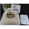 Image 1 : 10K Gold Diamond and Garnet Ring