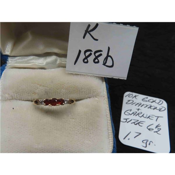 10K Gold, Diamond and Garnet Size