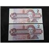 Image 5 : (6) Canadian 1986 $2 Bills 
