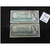 Image 1 : 2 Canadian 1954 $1 Bills 