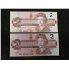 Image 2 : (6) Canadian 1986 $2 Bills 
