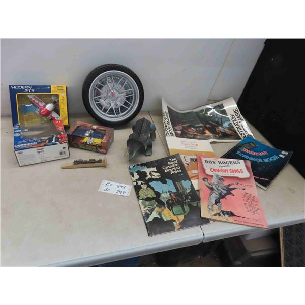 Tire Clock 11'' Diam , Diecast Jet, Modern Jet, Hotwheels in 