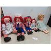 Image 1 : 4 Raggedy Anne / Andy Dolls , Vintage Porcelain Doll 