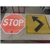 Image 1 : 2 Metal Street Signs : Stop & Turn Arrow 