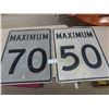 Image 1 : 2 Metal Street Signs: Maximum Speed Limit 50 + 70 , ' 