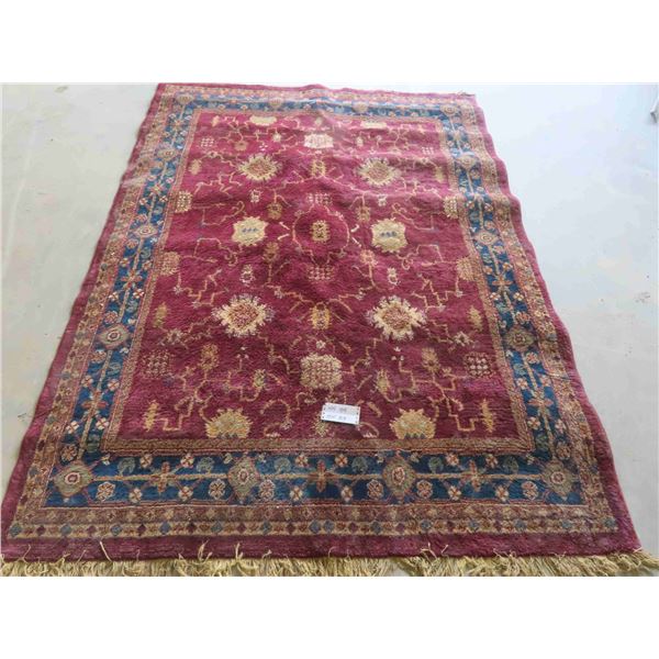 Area Rug 89'' x 64'' Reds/Blue/Beige 