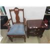 Image 1 : Wood Night Stand with Side Chair 24'' x 23'' x 15'' 