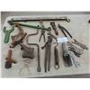 Image 1 : Vintage Tools: Pipe Wrench, Pulley, Oil Can Nozzle, Wrenches &