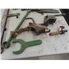 Image 4 : Vintage Tools: Pipe Wrench, Pulley, Oil Can Nozzle, Wrenches &