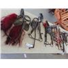 Image 1 : 3 Horse Bridles , 2 with Dyed Tail Hair, Spread Rings, Bits 