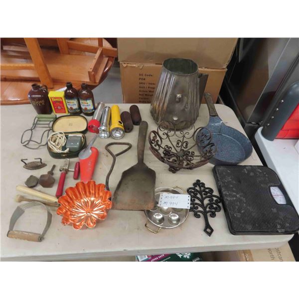 Stubby Beer Bottles, Trivot, Large Kettle, Flashlights & 