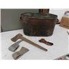 Image 1 : Copper Wash Tub , Axe with Extra Heads, Melting Pot &  