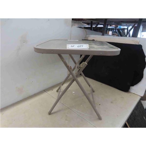 Folding Outdoor Side Table with Glass Top 19'' x 18'' x 18'' 