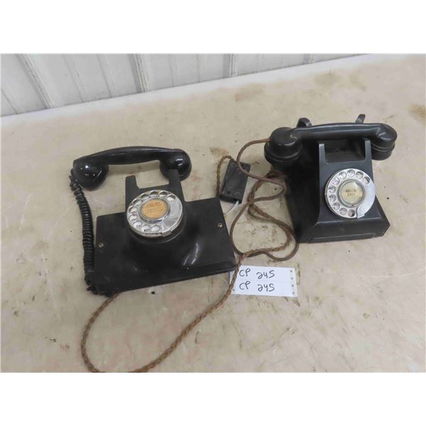 2 Old Rotary Telephones (1) Wall Mount (1) Desk
