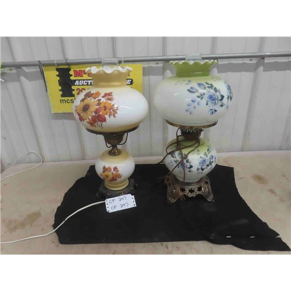 2 Electric Table Lamps Hurricane Style 