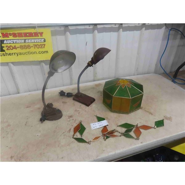 2 Vintage Desk Lamps, Lamp Shade 
