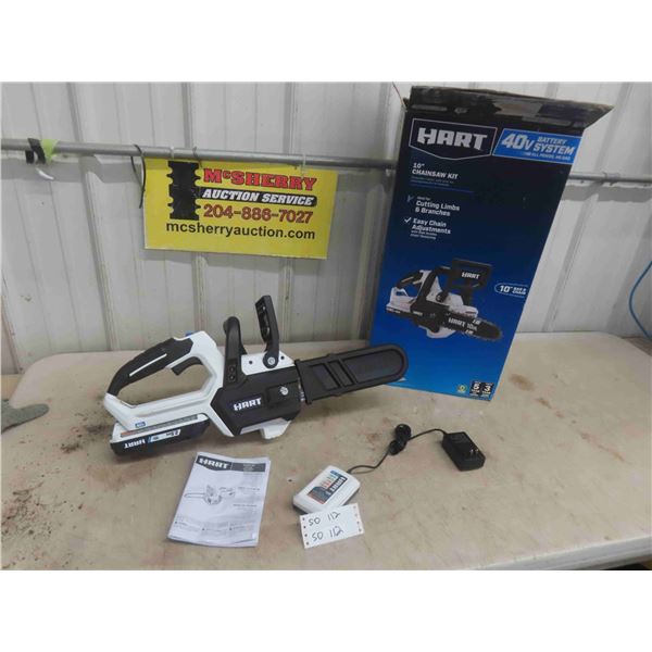 New Hart 40V Chainsaw with Battery & Charger 
