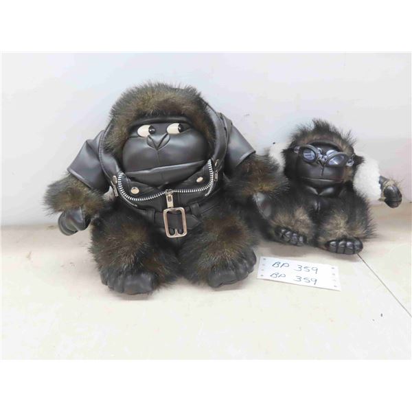 2 Stuffed Creature Comforts Biker Gorilla 10'' Tall in