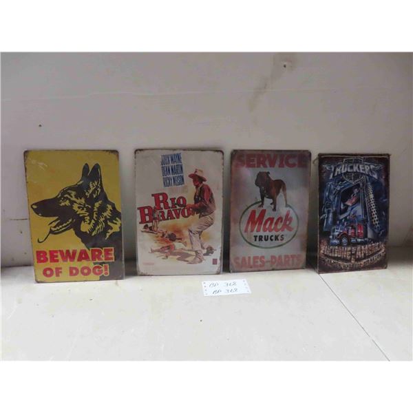 4 Modern Metal Signs 12'' x 8'' 