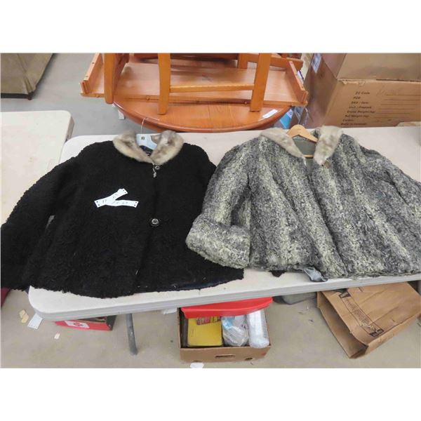 2 Fur Jackets: Small Tear on Arm/Shoulder Seam. 