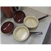 Image 8 : 7pce Wood Salad Bowl Set, 2 Pots with Lids, Stainless 