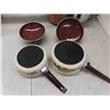 Image 9 : 7pce Wood Salad Bowl Set, 2 Pots with Lids, Stainless 