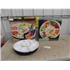 Image 1 : 2 Like New Lazy Suzan with 5 Ceramic Serving Pieces 