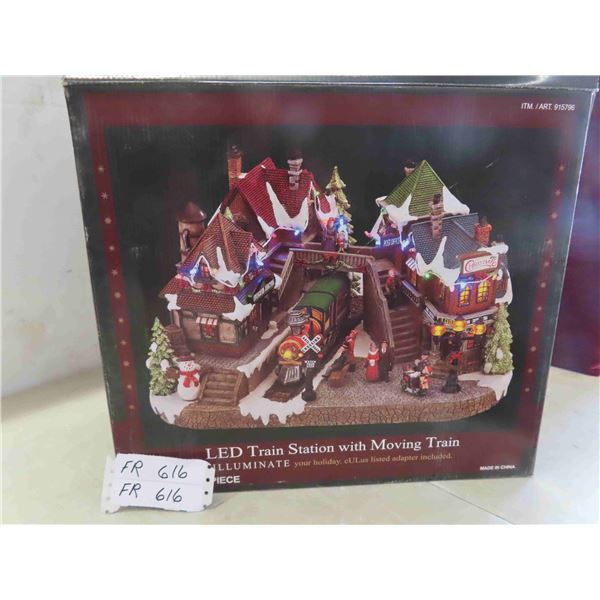 Christmas LED Train Station with Moving Train