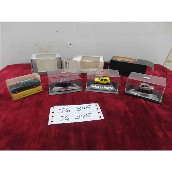 4 Herpa Miniature Model Cars Used with Model Train Sets, Made 