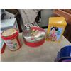 Image 3 : Metal Tins, Meat Grinder, Sad Irons, Avon Bottles with 