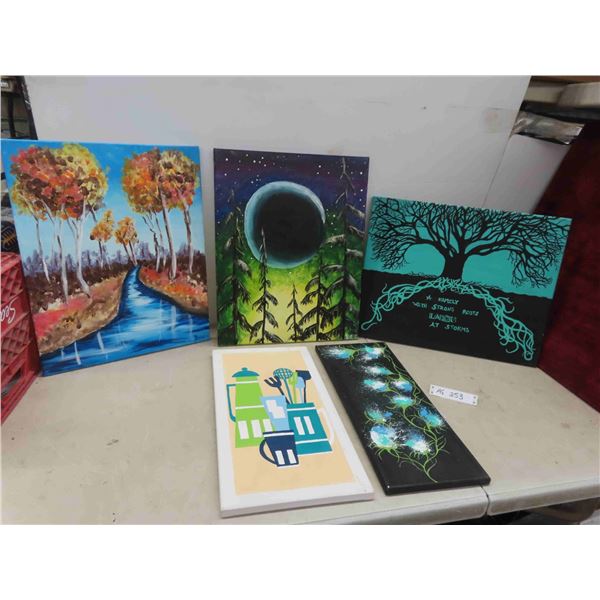 6 Oil Canvas Paintings (4) 20'' x 16'' , 8'' x 20'' , 10'' x 20''.