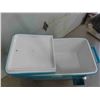 Image 6 : Rolling Coleman Cooler 34'' x 16'' x 35'' with Bottom Shelf, Bottle