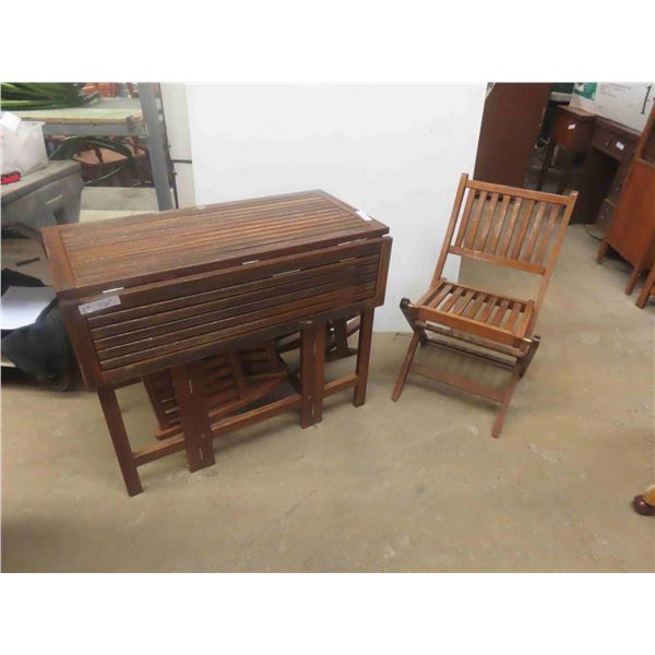 Space Saver Drop Leaf Table with 4 Folding Tucked 