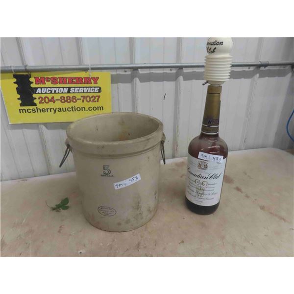 Medalta 5 Gal Crock , Texas Mickey Bottle with