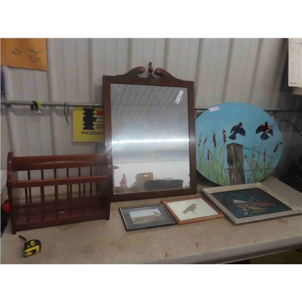 Mirror 23" x 32", Magazine Rack, Picture