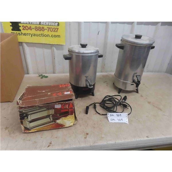 2 Coffee Perculators, Pasta Maker