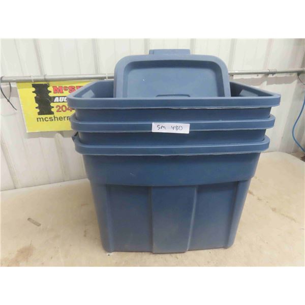 3 Rubbermaid Storage Tubs with Lids