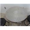 Image 2 : Checkerplate Bar Table with 2 Stools 41" H x 24" Diam