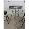 Image 3 : Checkerplate Bar Table with 2 Stools 41" H x 24" Diam