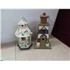 Image 2 : 2 Decorative Bird Houses, 2 Ceramic Planters. Largest- 
