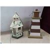 Image 3 : 2 Decorative Bird Houses, 2 Ceramic Planters. Largest- 