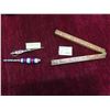 Image 4 : Vintage Bottle Opener, Unused Milk Bottle Paper Tops Stanley 24" Wood Tape Measure, Pipe Cleaner, 19