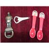 Image 5 : Vintage Bottle Opener, Unused Milk Bottle Paper Tops Stanley 24" Wood Tape Measure, Pipe Cleaner, 19